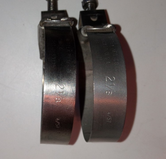 Pair of 4/57 Dated Wittek Tower Hose Clamps 2 1/8&quot;