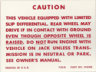 Positraction Warning Label
