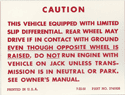 (image for) Positraction Warning Label
